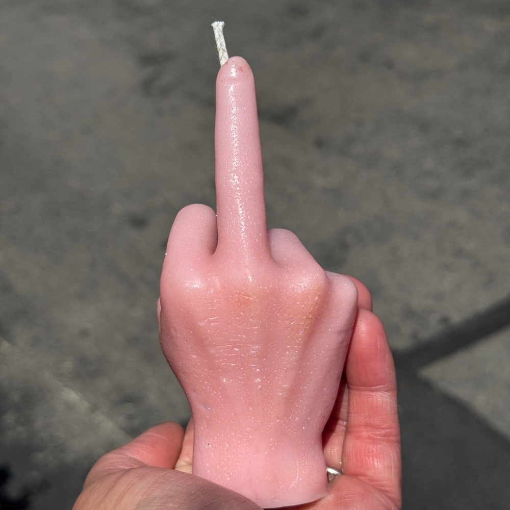 Unique Pink Hand Gesture Candle